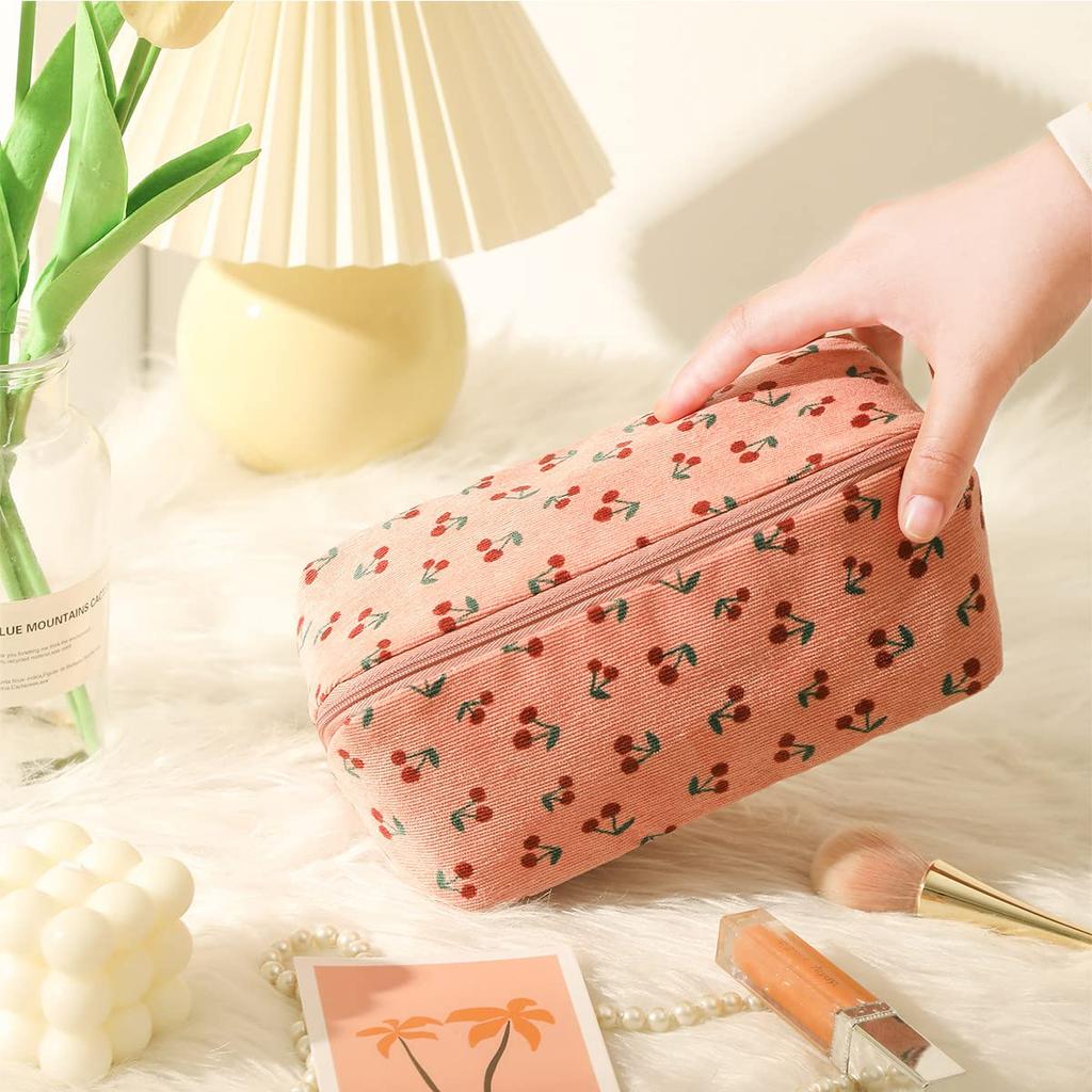 VanFn Cherry Blossom Makeup Large Capacity Vanity Pouch for Cute and Travel Cosmetic Storage Lightweight and Perfect for Business Trips Pouch, Women,