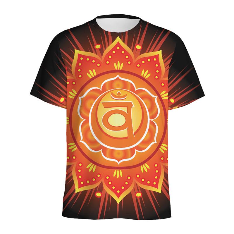Spiritual Pattern 3D Printed T-shirt For Men Ethnic Floral T Shirt Women Round Neck Short Sleeve Summer Street Tees