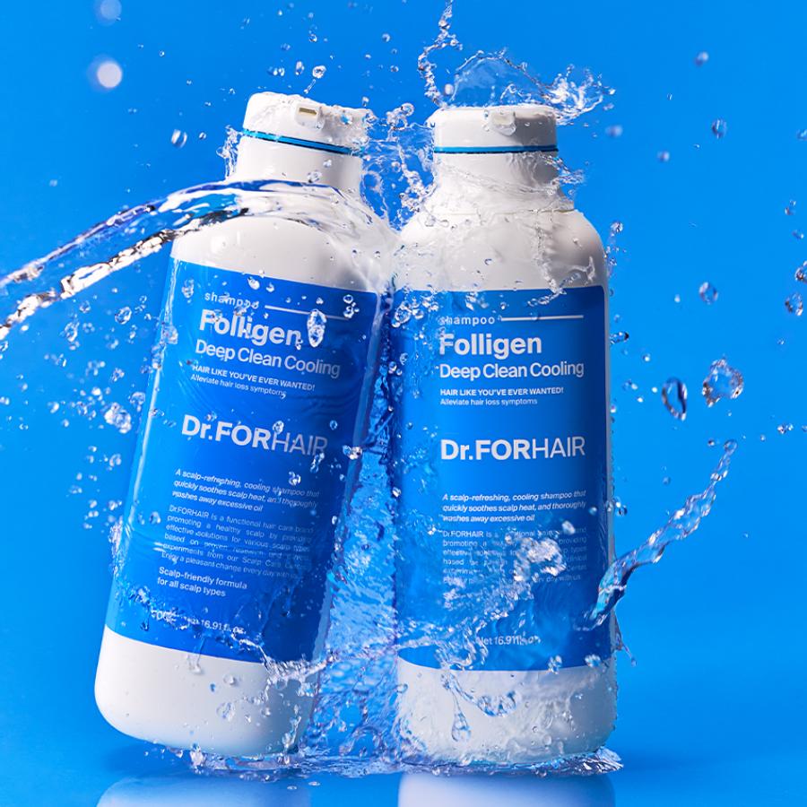 DR.FORHAIR Șampon Răcoritor Folligen Deep Clean 500ml Curățător Răcoritor și Revigorant pentru Scalp Gras
