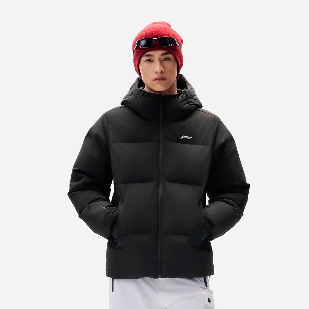 Li Ning Fitness Series Warm Anti-Static Hooded Logo Down Jacket Men Outerwear AYMV417-2