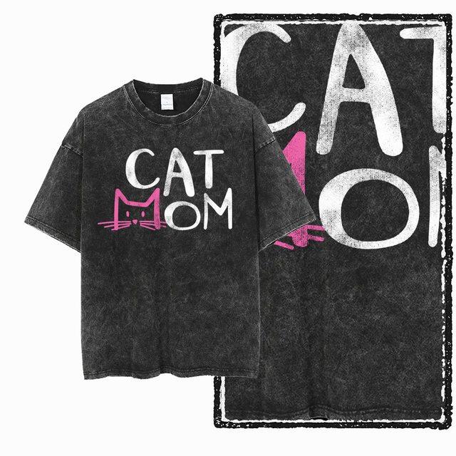 THE COOLMIND G55 Acid Washed Black Cotton Cool Cat Men s T-Shirt 2XL
