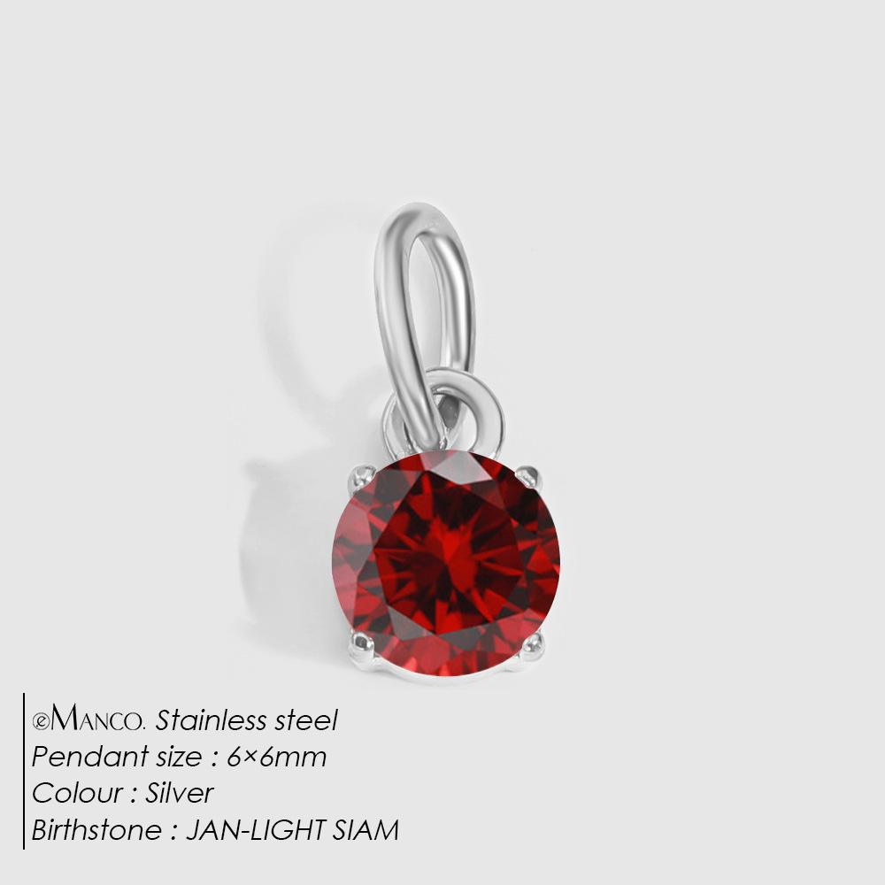 eManco DIY Jewelry Accessories: Stainless Steel Round Cubic Zirconia Pendant Necklace