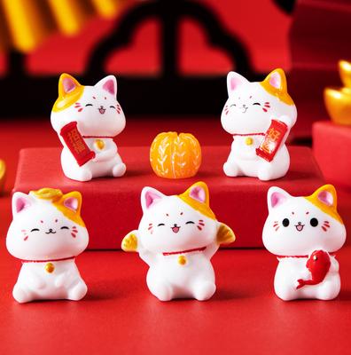 1pcs Figurines Miniature Cute Lucky Cat Micro Landscape Crafts Ornaments For Home Decorations Animal Car Decor Room Accessories