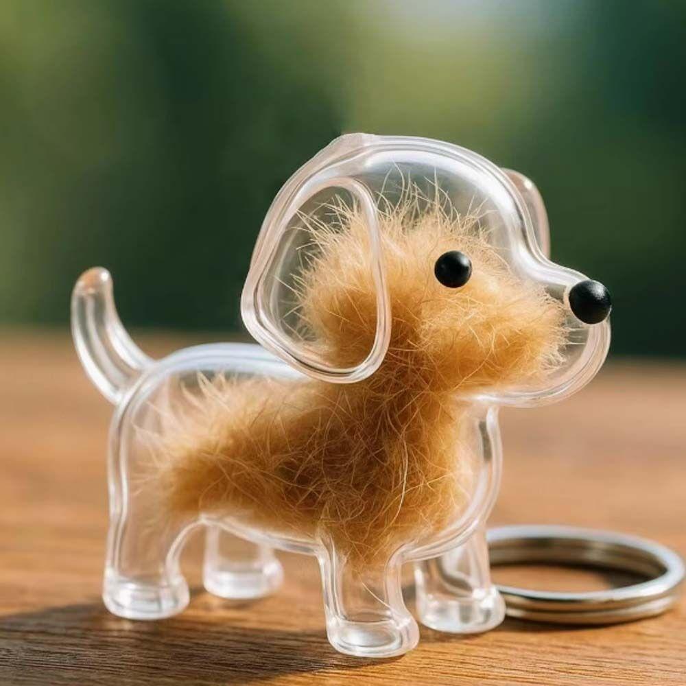 Transparent Dog Hair Storage Box Dog Shape Puppy Pendants Pet Hair Keychain  Jewelry Gift