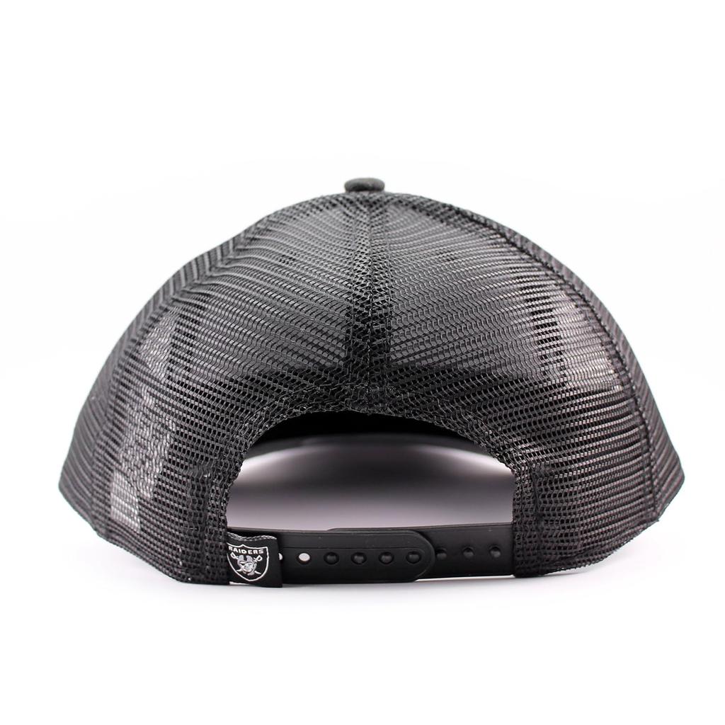 New Era LP9FIFTY Las Vegas Raiders Trucker Mesh Cap in Low Profile Black, Snapback. [Used]