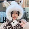 Warm Thickened Winter Scarf Hat Windproof Two-Piece Set Hat Scarf Leopard Print Integrated Scarf Hat Women