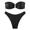 Zweiteilige Damen-Pailletten-Bikini-Sets O-Ring -Farbe Sexy Trägerloser Bikini