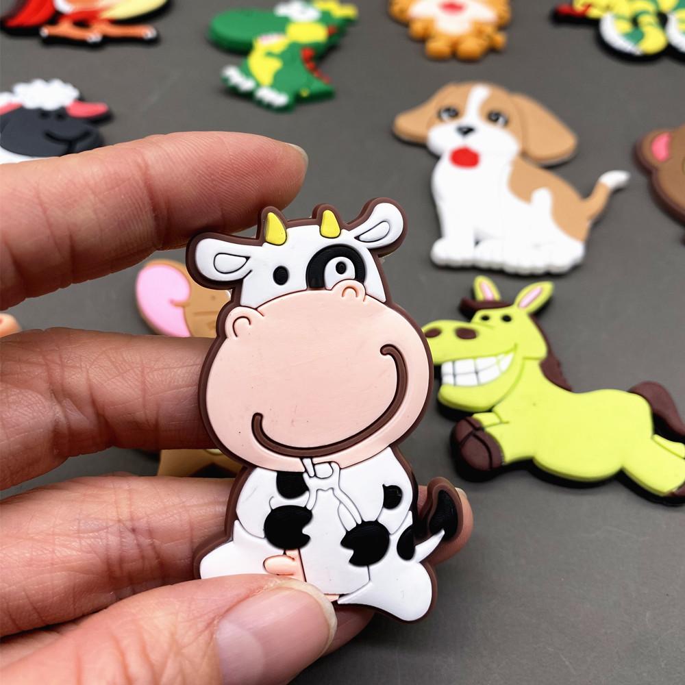 One Set Animal Fridge Magnets for Kids Toy Cartoon PVC Magnet for Refrigerator Decor Child Fridge Magnets Magnetic Accessories