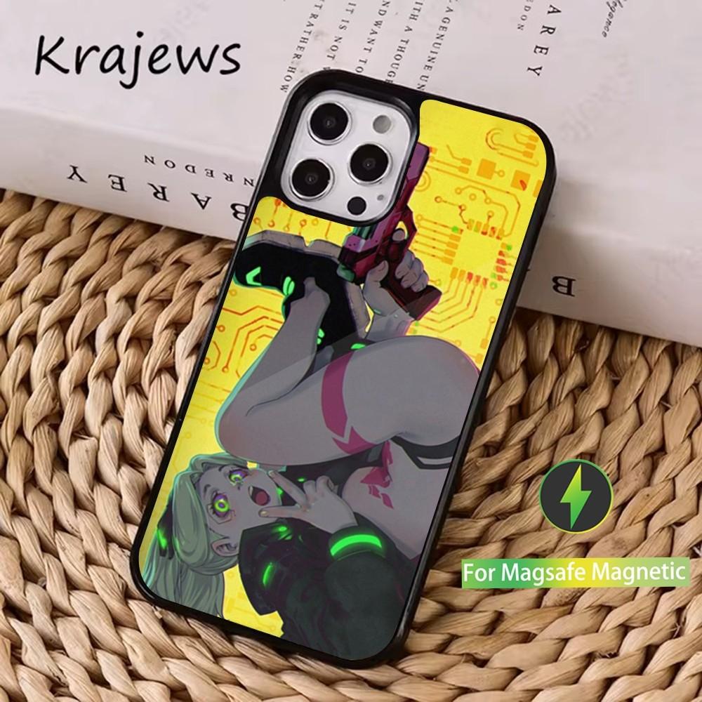 R-Rebecca C-Cyberpunk Game Phone Case For iPhone 16,15,14,13,12,11,Pro,Max,Plus,Mini, Magsafe,Magnetic Wireless Charging Case iPhone16pro