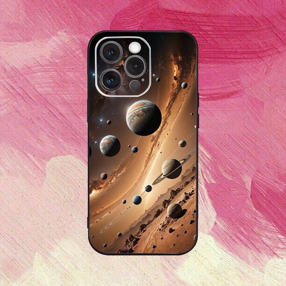 Universe planets  Phone Case  For iPhone17,16,15,14,13,12,11 Plus,Pro Max Soft Black Cover