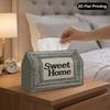 1pc Modern Minimalist Tissue Box Holder with Sweet Home Text - Gray Washable Rectangular Suitable for for Home, Car & Desktop Storage, Compact Suitabl