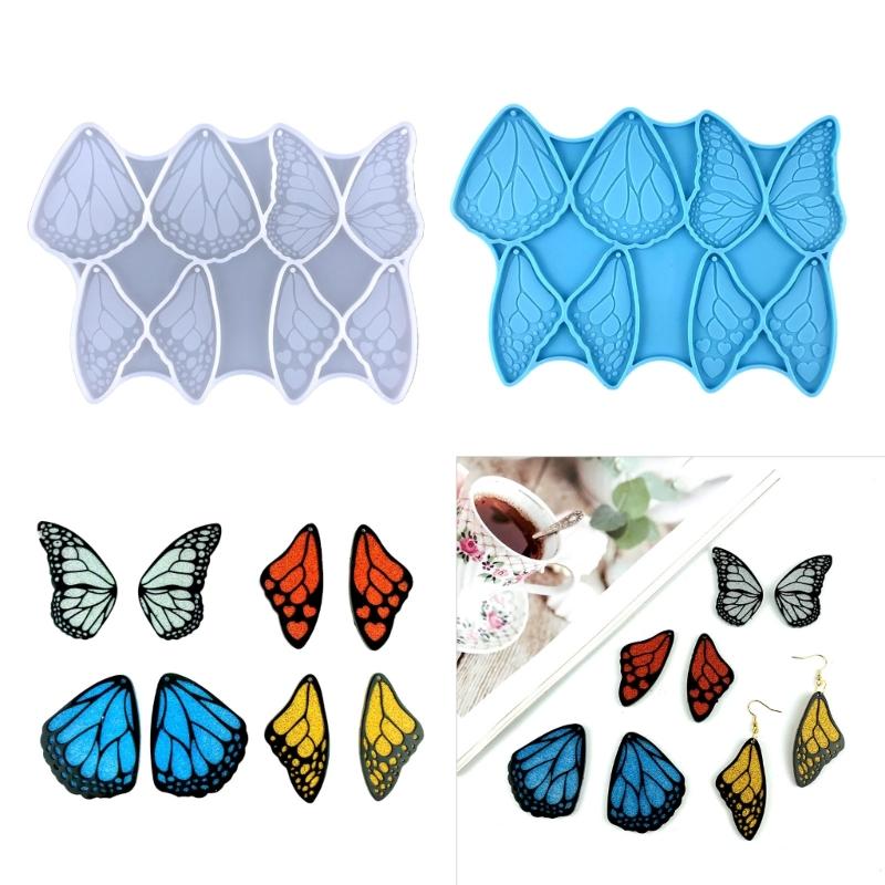 Resin Jewelry Molds Earring Silicone Molds Butterfly-Wing Epoxy Resin Casting Molds with Hole for DIY Pendant,Keychains