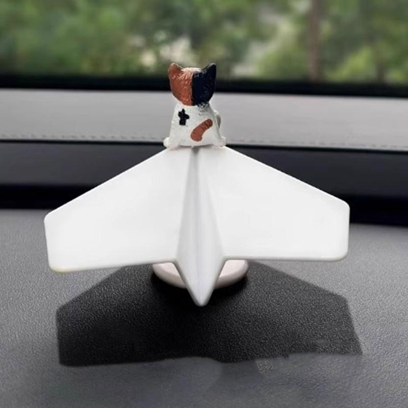 Solar Powered Rotating Airplanes Car Accessory Dashboard Decoration ABS Craft with Secure Silicone Mount for Long Travel