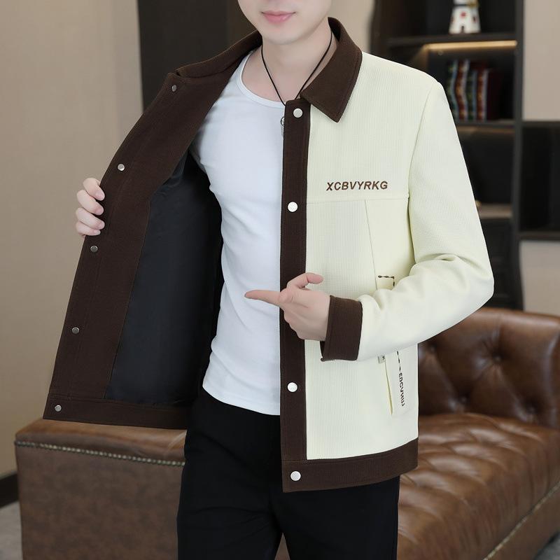 Herbst und Winter Neuer Stil Reversjacke Gutaussehend Jung und Mittelalt Lässige Modejacke Strickjacke Mantel Herrenbekleidung