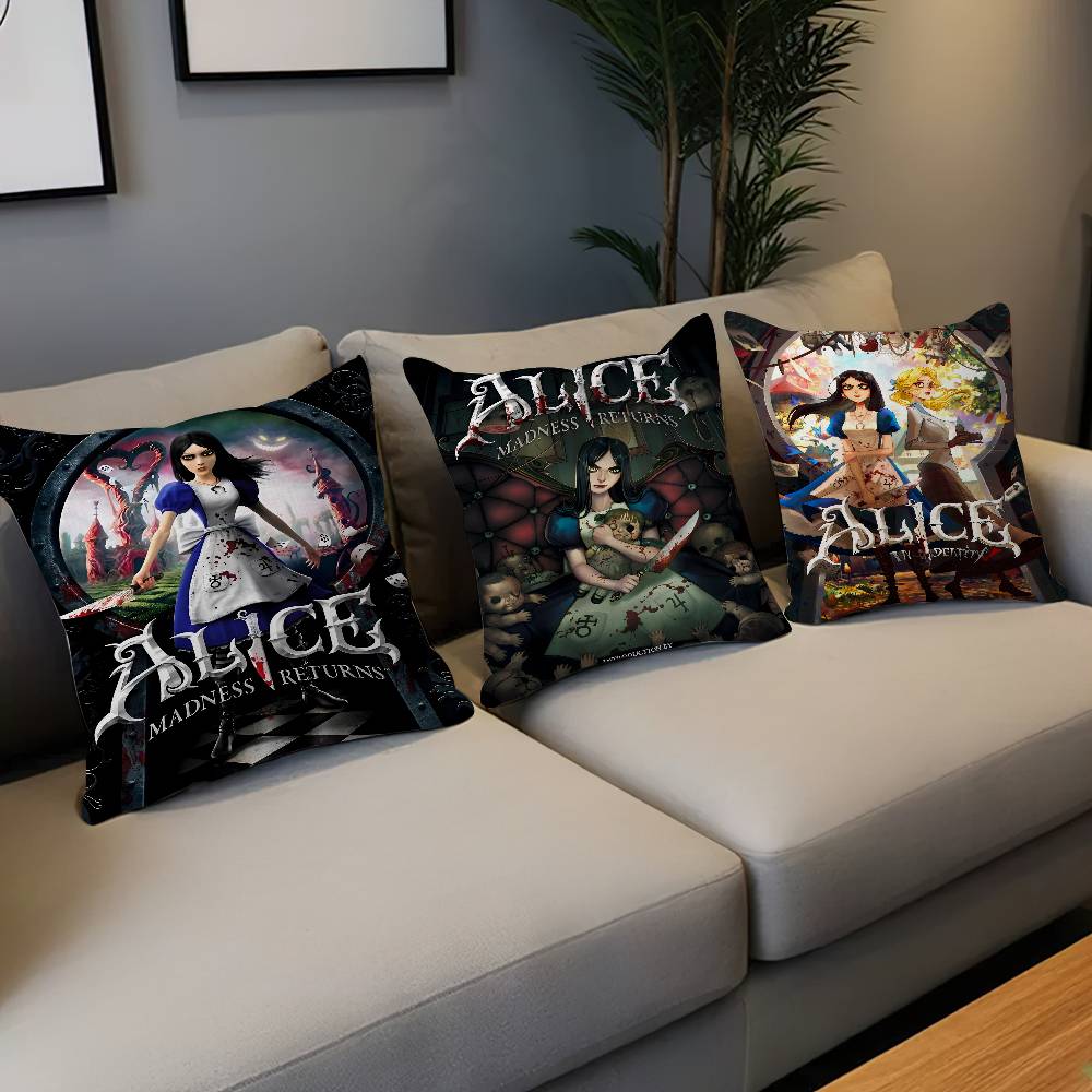 A-Alice M-Madness R-Returns Vintage Pillow Case Cushion Cover Car Throw Pillow Case For Sofa Car Christmas Gift 40x40cm 45x45cm