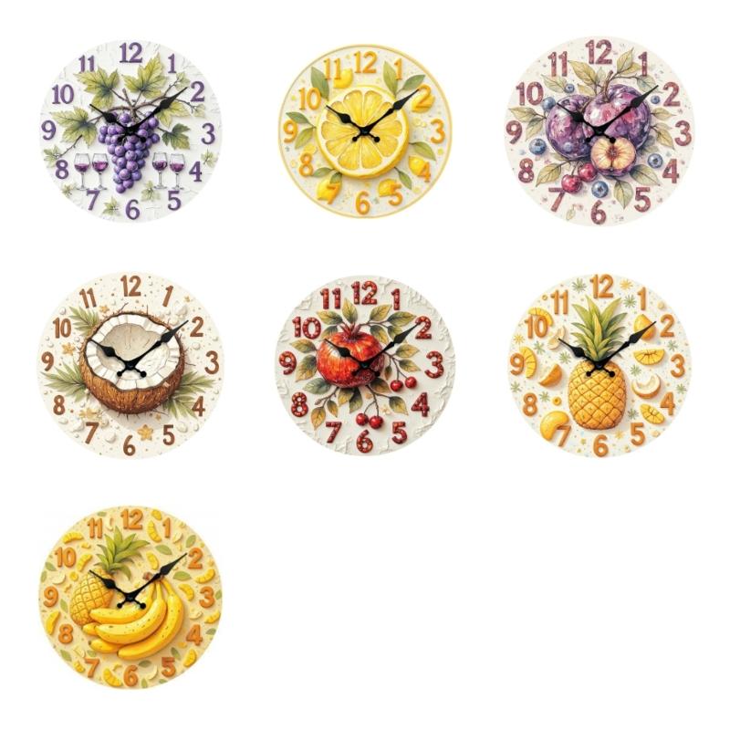 Modern Fruit Quiet Wall Clock with Noiseless Movement for Quiet Space Easy Installation Large Digits Fashion Look