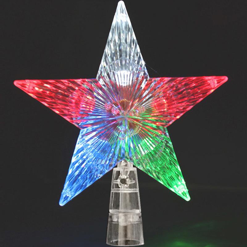 Christmas tree top star five-pointed star luminous three-dimensional pendant color LED lights Christmas decoration accessories