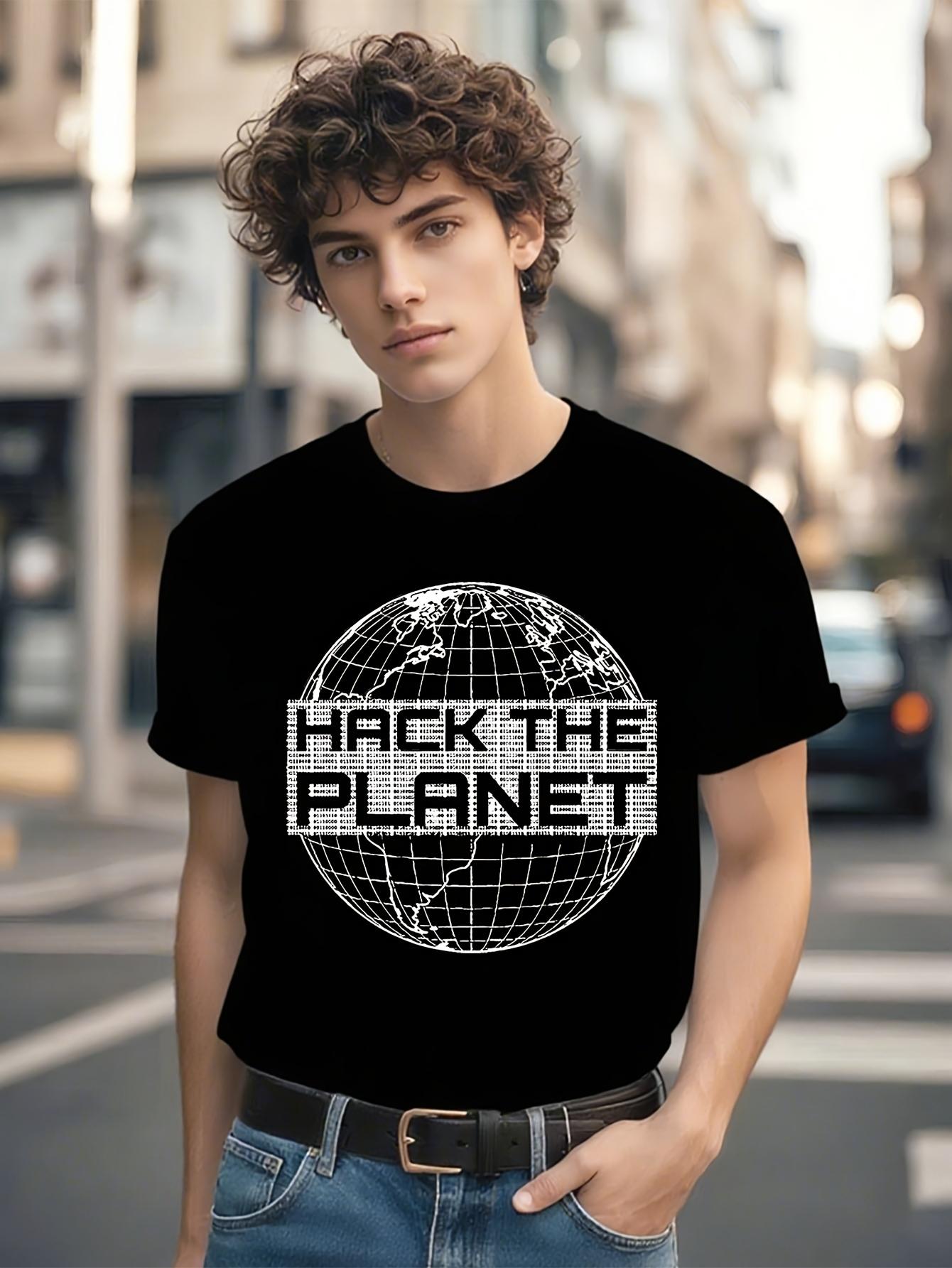 Coding Graphic T-shirt - Hack The Planet & Hex Dump Earth Design - Black Tech Shirt with White XXXL