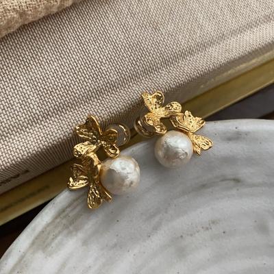 Niche Temperament Medieval Stud Earrings French Mori Fairy Earrings Retro Exquisite High-End Pearl Earrings Female