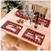 4/6/8Pcs Red Grid Pattern Linen Placemat 30*45CM Western Dining Table Decor Pads Christmas Kitchen Table Non Slip Mat Decoration