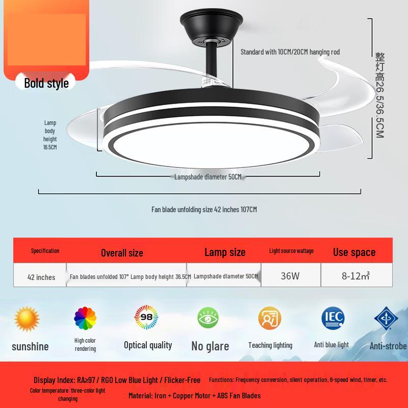 Oeny 42-inch Black Yurt Style Ceiling Fan Light