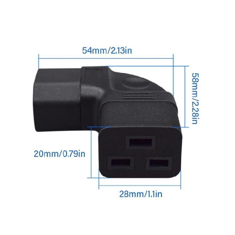 Small 90 Degree Left Bend C14 To C19 Adapters PVC Insulated Power Connectors for UPS and Powerful Applications