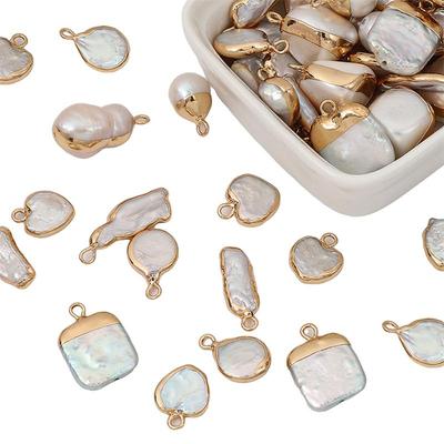 Natural Freshwater Pearl Irregular Gold Edging Single Hanging Style For DIY Necklace Bracelet Earrings Jewelry Making