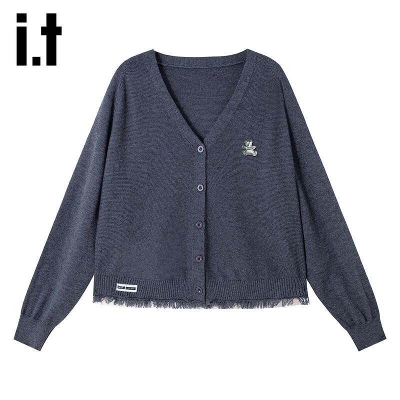 Izzue Women's V-Neck Fringe Knit Cardigan