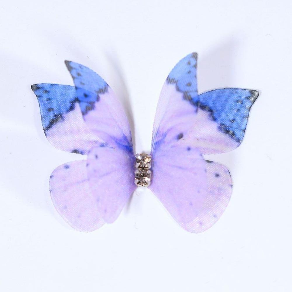 50pcs Gradient Color Fairy Chiffon Butterfly 4CM Sewing Craft Decoration  Garment Design Materials