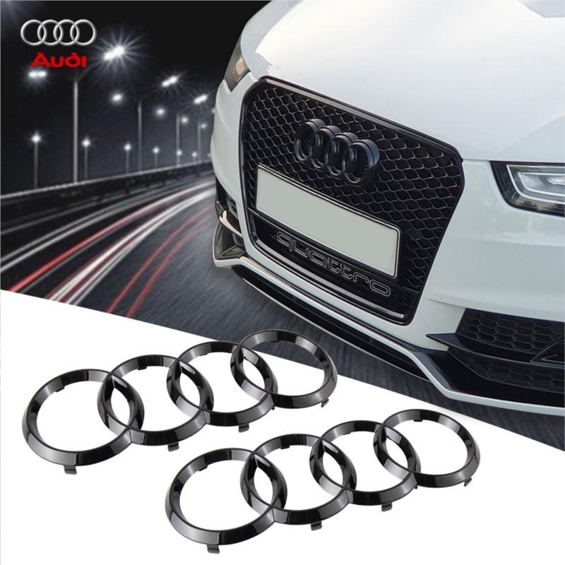 ABS 4 Ring Logo Chrome Black Car Front Hood Emblem Bonnet Badge Rear Trunk Badge Logo For New A3 A4 A5 A4L Q5 TT S4 Q3 Q4 S6 S7