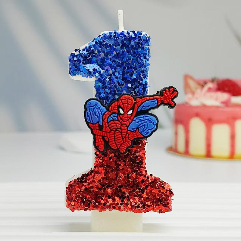 Creative Design Spider-Man Digital Birthday Candle Cake Party Decoration Handmade Cool Doll Birthday Candle