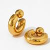 ZAKOL Chunky 316L Stainless Steel CC Hoop Earrings With Detachable Zircon Earplugs Personalized Gold Color Everyday Zircon