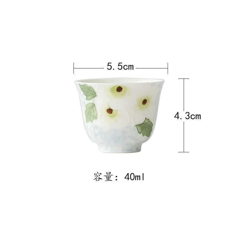 

2pc/lot Hand-painted Gardenia Teacup Handmade Tea Bowl Tea Pair Tea-tasting Fragrance Cup Chazhan Master Cups Teaset Craft 40ml As Your Choose