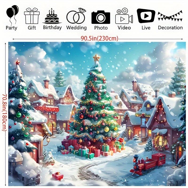 Winter Wonderland Christmas Tree Scene Background Festival Indoor and Outdoor Retro Snow Village Christmas Decoration