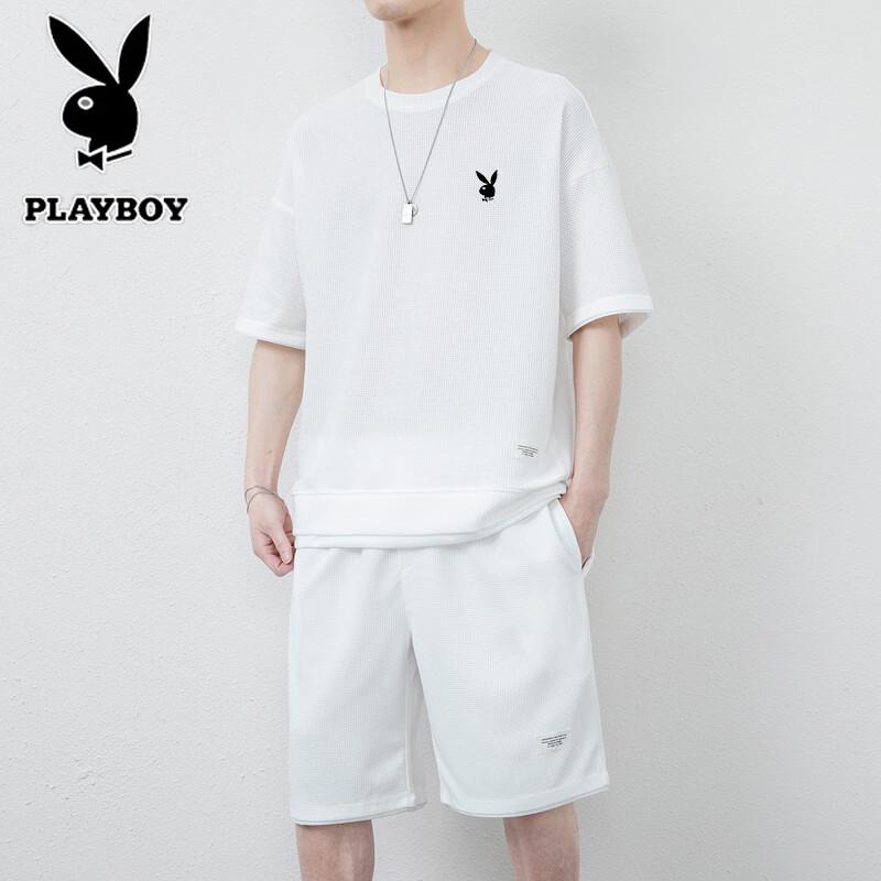 PLAYBOY Men's Waffle Knit Short Sleeve T-Shirt & Shorts Set