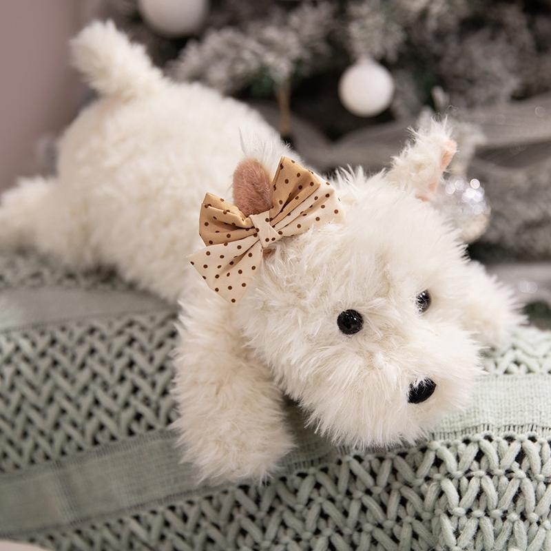 Adorable Lying Posture West Highland Plush Toy Pillow Plush Western Highland Playthings Simulated Western Highlands Children Idea Gifts Decor