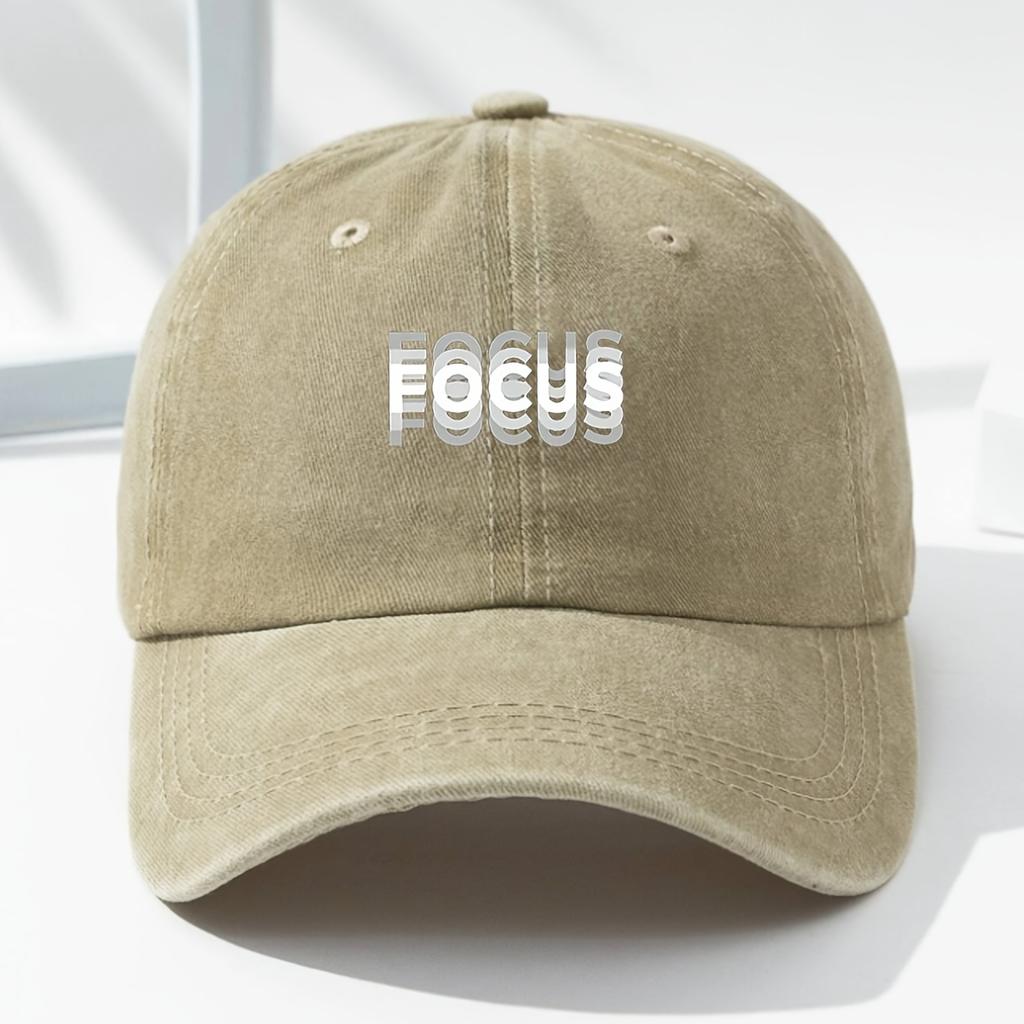 Classic Unisex Baseball Cap with "FOCUS" Print Adjustable for Daily Leisure, Outdoor Sports, and Travel
