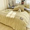 4PCS/set Thick Solid Color Velvet Duvet Cover Winter Warmth Bedding Set Double Quilt Cover Twin Queen King Comforter Cover