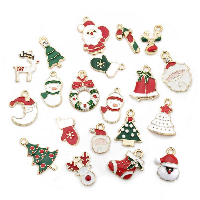 Christmas Oil Drip Alloy Small Pendant Bracelet Necklace Pendant Handmade Diy Material Jewelry Accessories