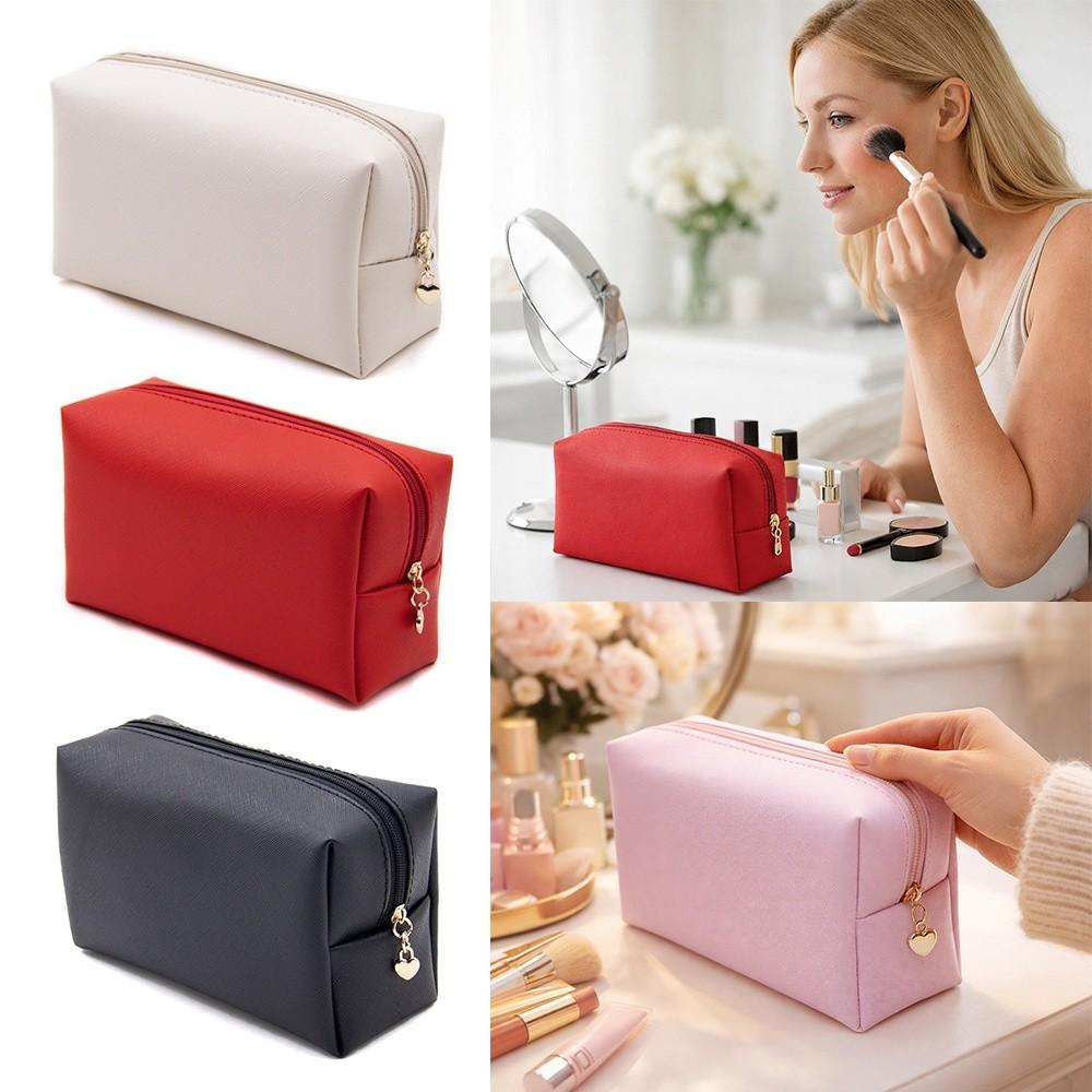 New PU Leather Makeup Bag Large Capacity Zipper Closure Toiletry Bag Waterproof Storage Bag for Women & Men