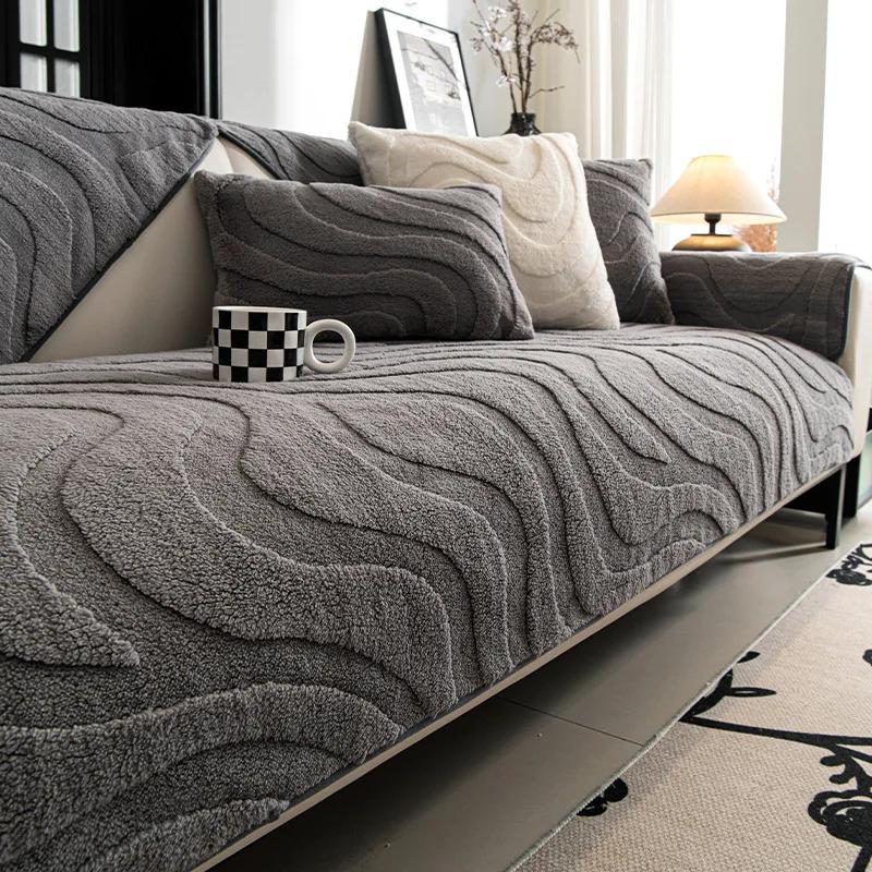 

Thicken Jacquard Plush Sofa Cover for Living Room Warm Winter Sofa Towel Universal Non-slip Sofa Mat Blanket Couch Cushion 70x70