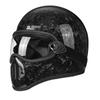 Retro Carbon Fiber Full Face Motorcycle Helmet with Fiberglass Shell for Cruiser, Scooter, Moped Riding