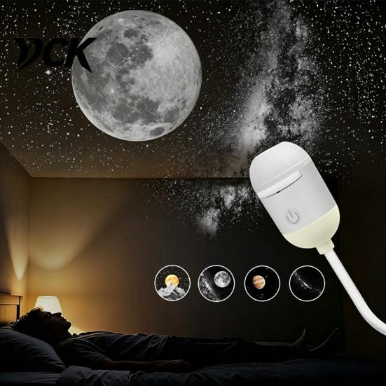 LED Ambient Lamp USB Star Projector Light, Flexible Gooseneck Night with 3/4/6/12/24 Adjustable Projection Light Films, for Bedroom Ceiling