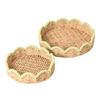 Scalloped Basket Tray Stylish Storage Plate with Handwoven Pattern For Bedroom Dresser And Living Room Decoration