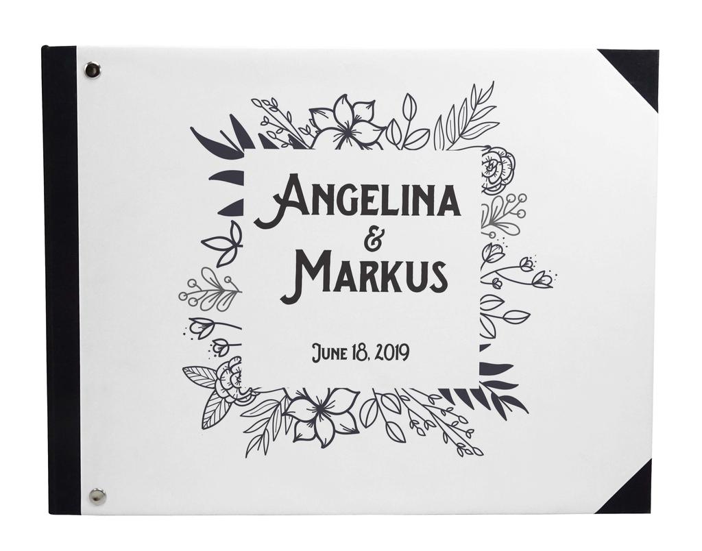 Darling Souvenir Blue Floral & Geometric Hardbound Cover Printed Anniversary Wedding Guestbook Scrap Book-7 X 9