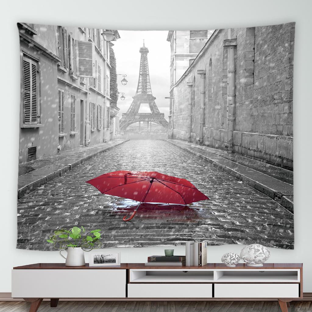 Retro Paris Eiffel Tower Chic Mural Printing Pattern Tapestry Home Living Room Bedroom Wall Decor Background Cloth Tapestry