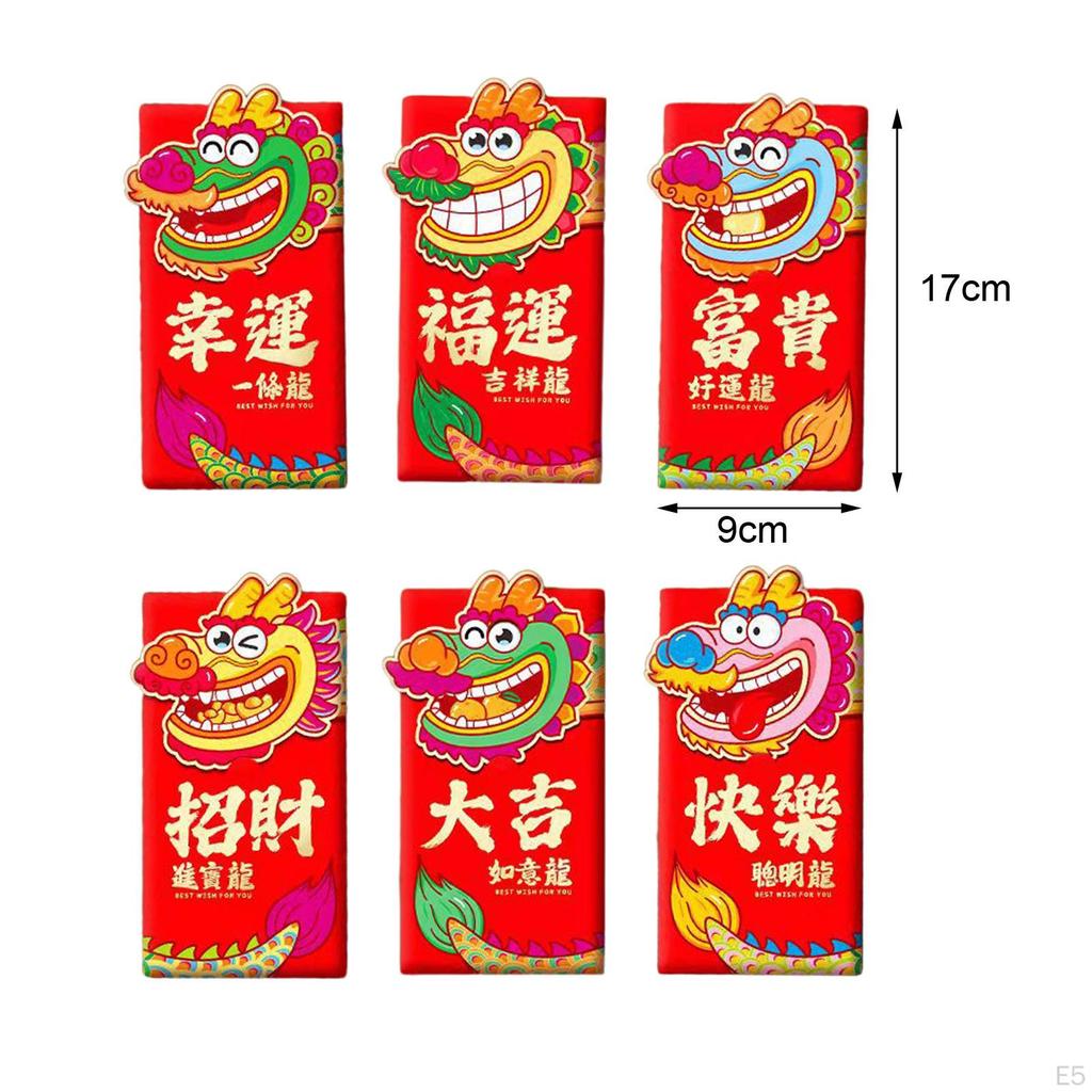 6 Stück Chinesisches Neujahr Rote Umschläge Päckchen Bargeldumschlag Tasche für