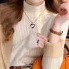 Women's Half-high Neck Plus Fluff Sweater Winter Thickened Inner Knitted Base Shirt Solid Versatile Warm Top