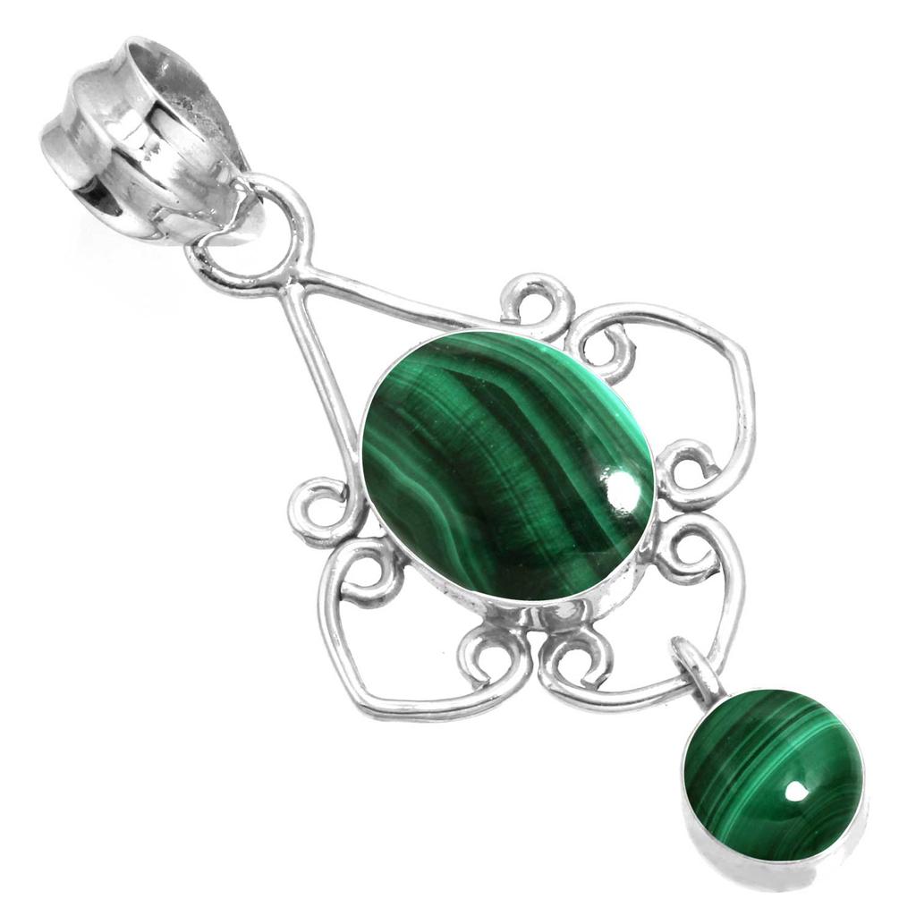 925 Sterling Silver Pendant Women Gemstone Handmade Jewelry Easter Gift Malachite Moonstone Rose Quartz Red Stone Smoky Topaz Tiger Eye Vintage