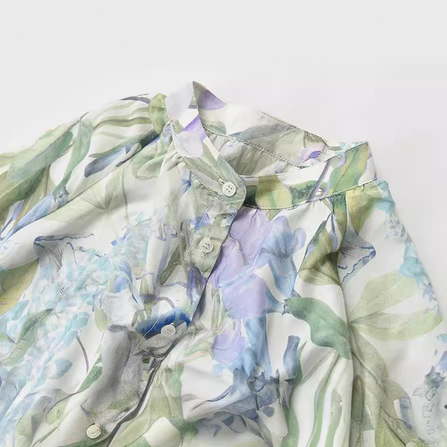 French Retro Inner Printed Shirt, New Summer Style, Foreign Style Age-reducing Loose Version, Top, Women's Loose